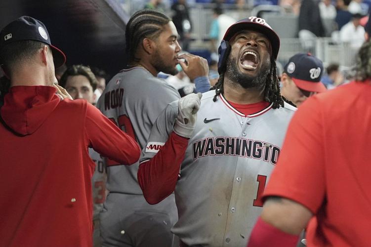 Bell second Nats player to homer from both sides, has 6 RBIs, 4 hits in 15-7 romp over Marlins
