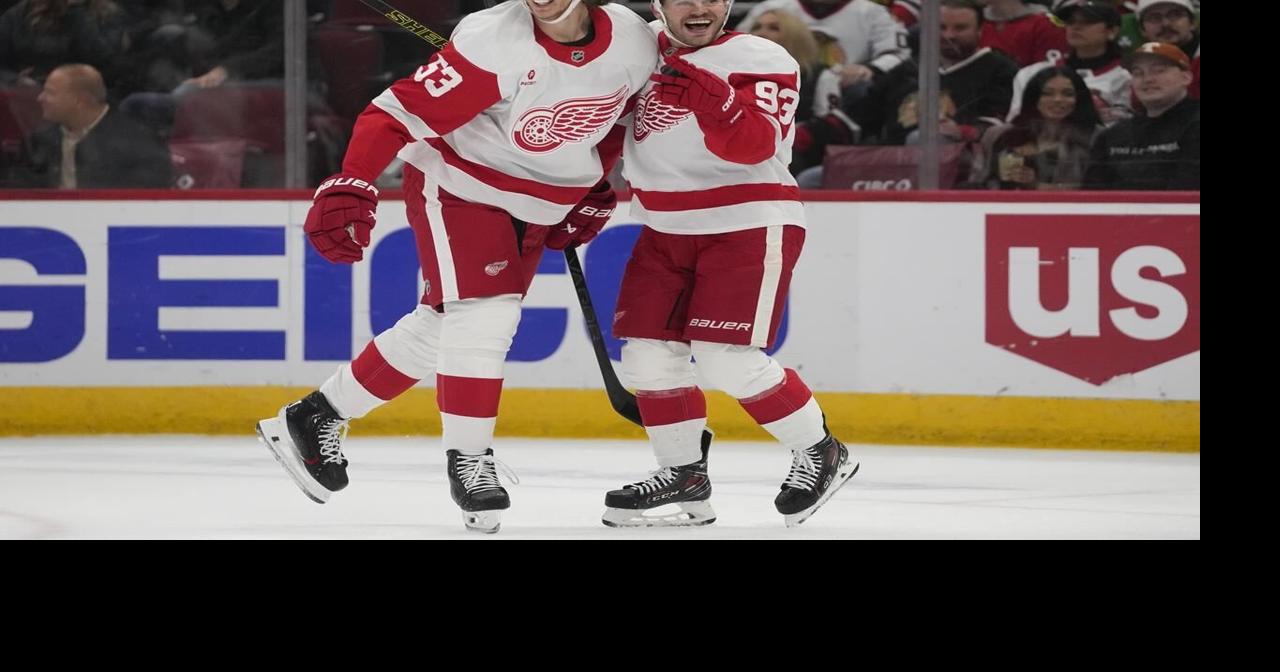 Larkin and DeBrincat lead Red Wings to 4-1 win over Blackhawks