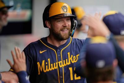 Rhys Hoskins has four hits, drives in five runs for Brewers in 9-5 victory over Guardians
