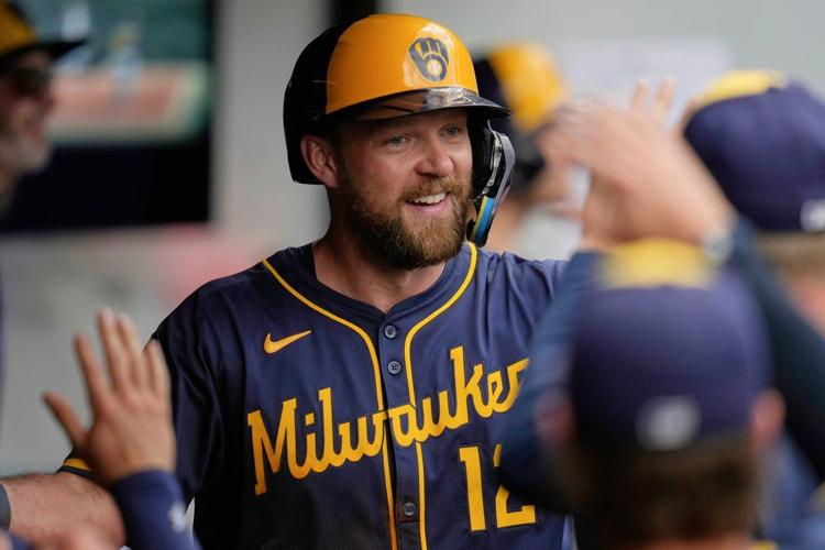 Rhys Hoskins has four hits, drives in five runs for Brewers in 9-5 victory over Guardians