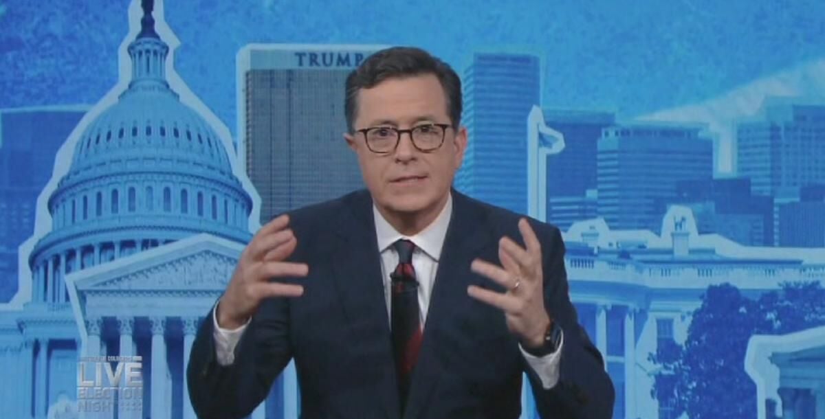 An angry crowd, vanished guests and 'horrible things': Stephen Colbert tries again after memorably rocky 2016 election special