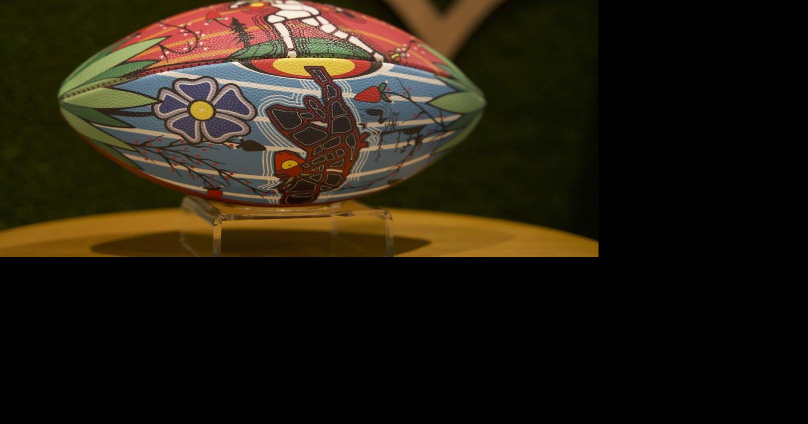 Ontario artist's Super Bowl football design celebrates Indigenous culture
