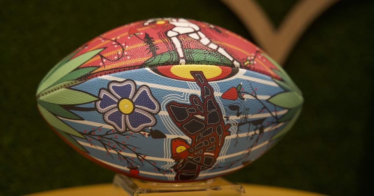 Ontario artist's Super Bowl football design celebrates Indigenous culture