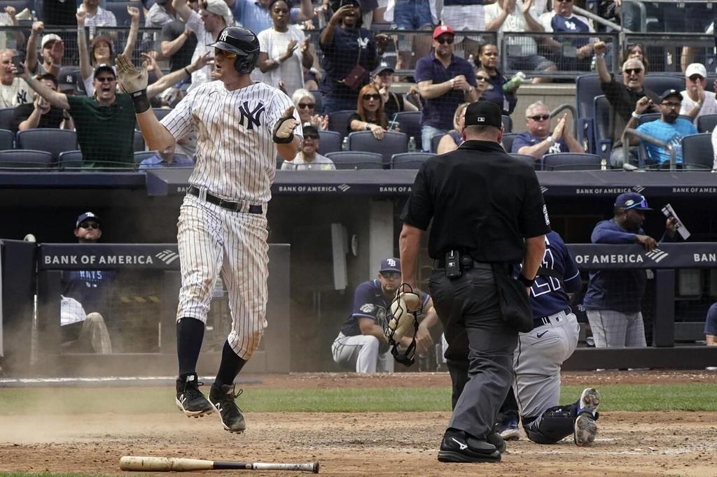 Judge homers twice, Yankees overcome 6-run deficit, beat Rays 9-8 - The San  Diego Union-Tribune