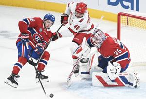 Suzuki, Montembeault help Canadiens whip Hurricanes 4-0