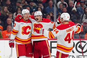 NHL scores: Flames edge Flyers 2-1 behind Huberdeau’s pair of goals