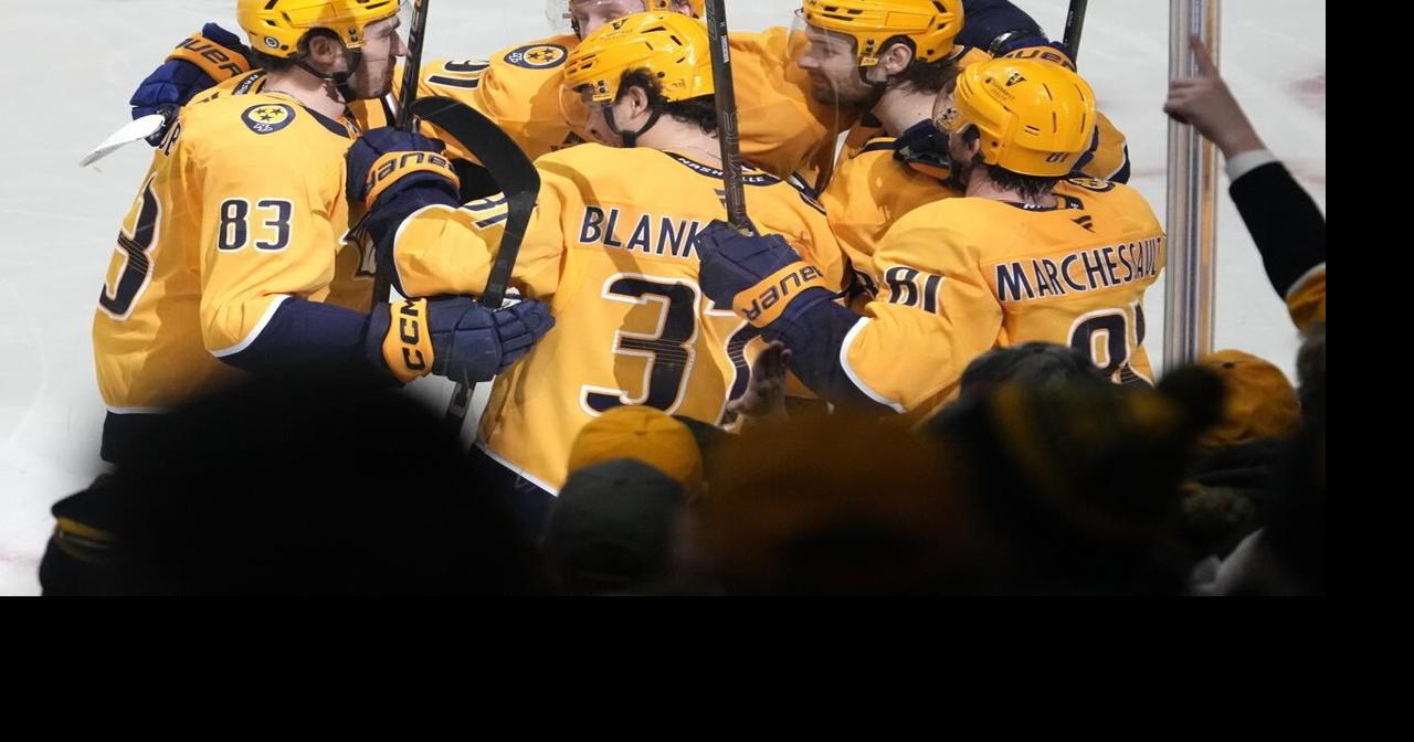 Blankenburg's goal completes Predators' comeback win over Sharks 7-5