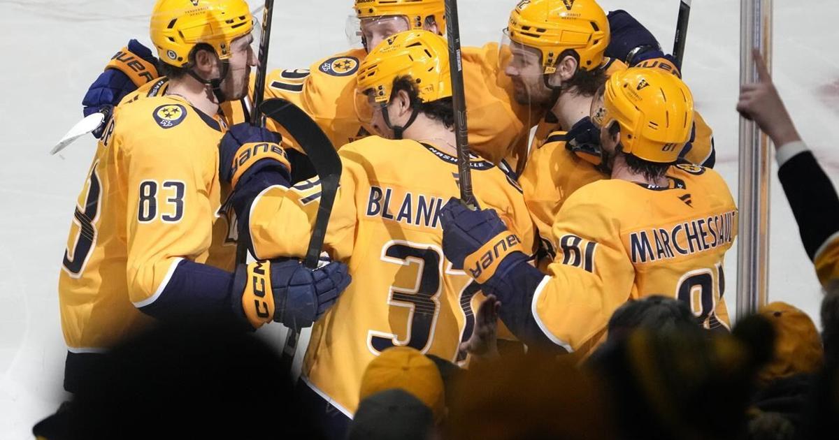 Blankenburg's goal completes Predators' comeback win over Sharks 7-5