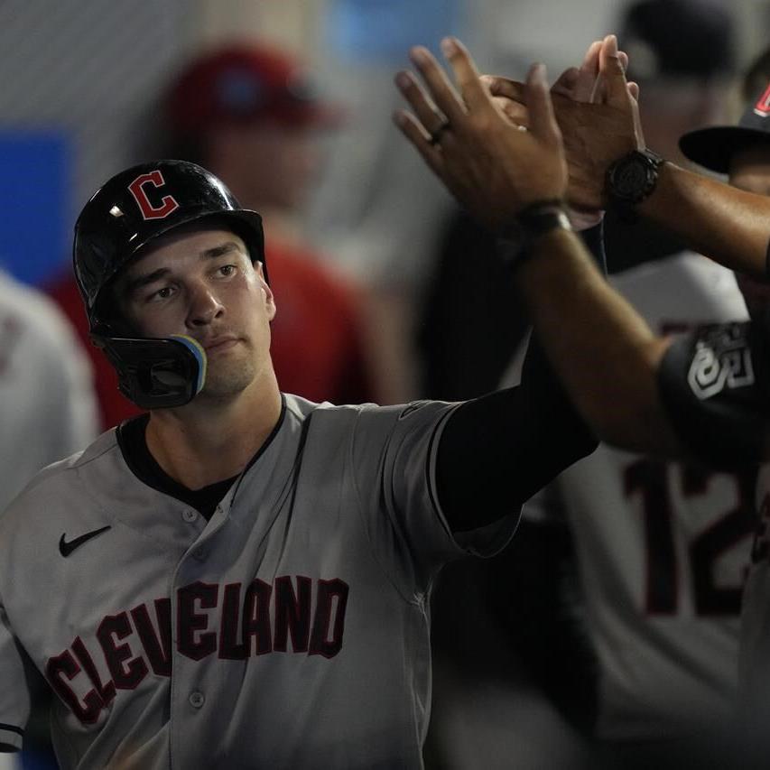 Guardians Bo Naylor gets first hit, Josh Naylor celebrates in dugout