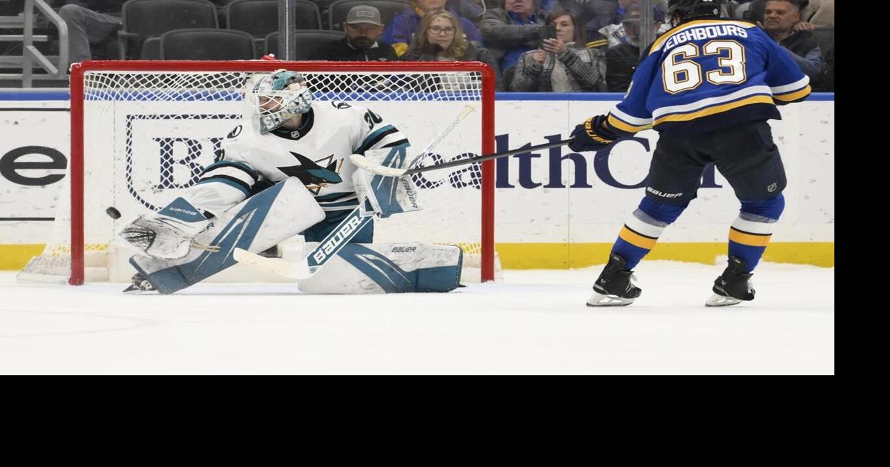 Jake Neighbours' shootout goal gives Blues 3-2 win over Sharks