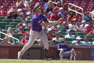 Rockies slugger Hunter Goodman hits 2 long homers with bat borrowed from Kyle Farmer