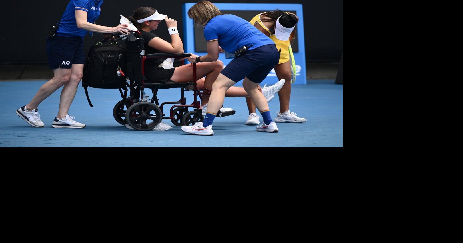 Canada&rsquo;s Stakusic leaves court in a wheelchair as Australian Open warms up