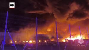 Large fire engulfs industrial warehouse in Russia's Saint Petersburg