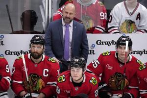 Blackhawks GM Kyle Davidson thinks help is on the way as the NHL team continues to struggle