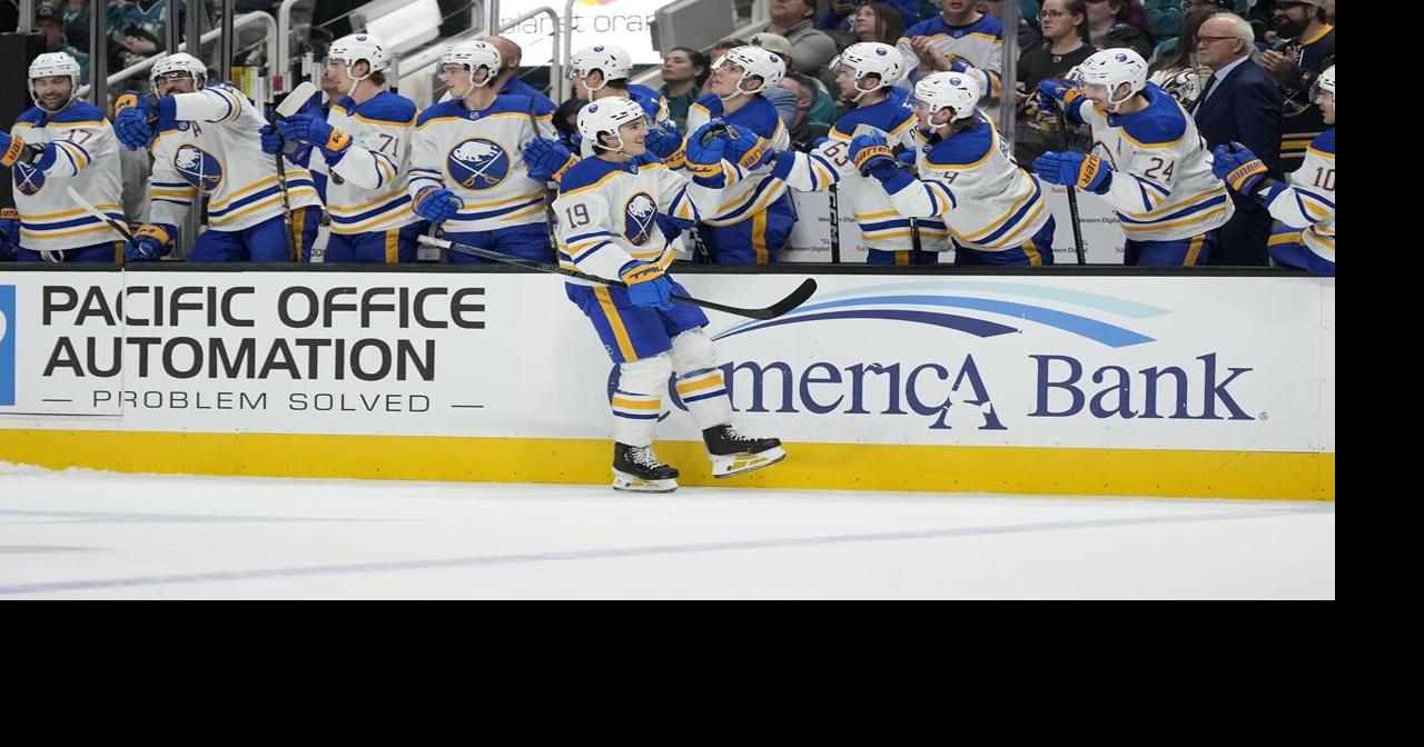 Tuch's short-handed goal helps the Sabres rally for a 4-2 win over the Sharks