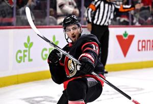 Drake Batherson's natural hat trick spurs Senators to 5-1 romp over Ducks