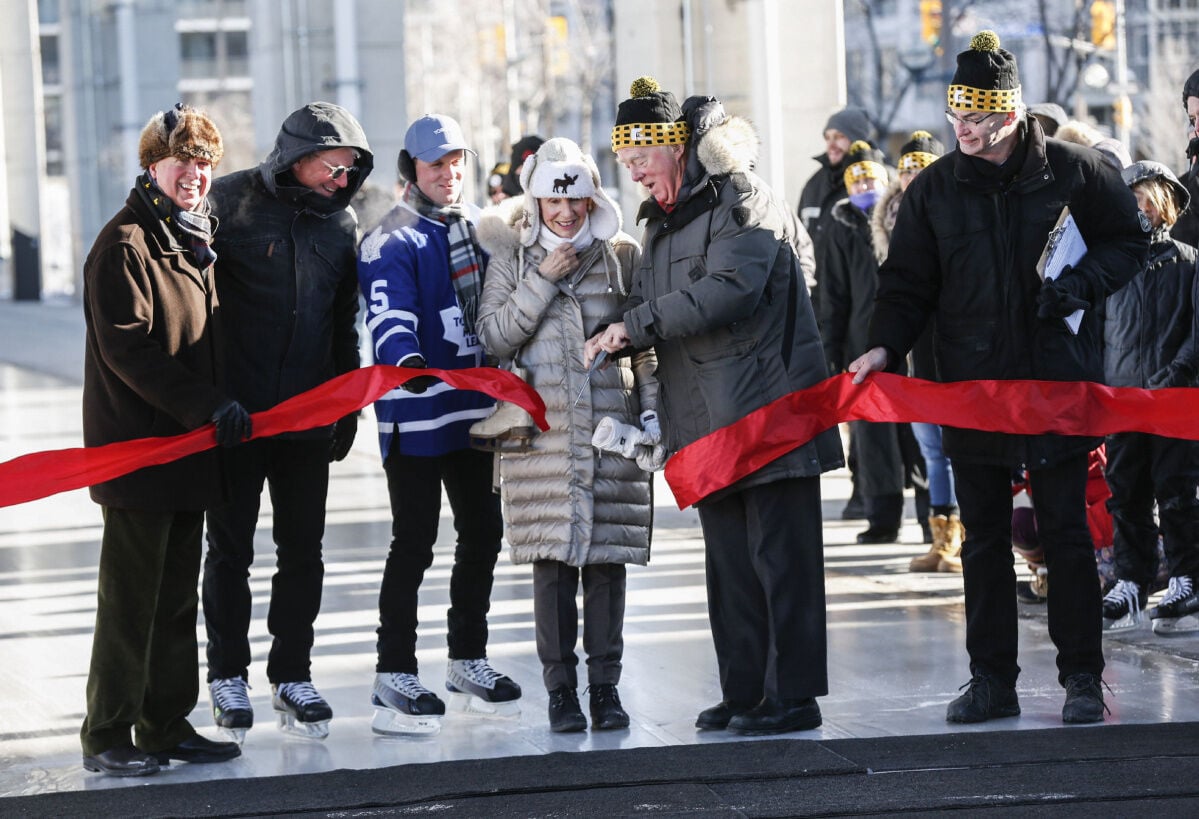 Philanthropists' vision reflected in looping skating rink beneath