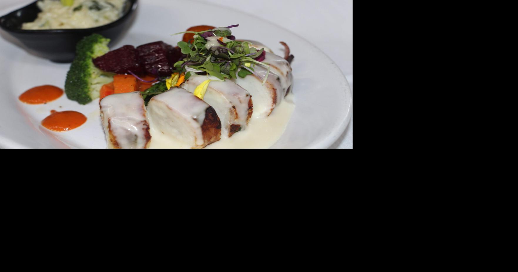Bacon Wrapped Wahoo (Swordfish) with Shrimp Risotto