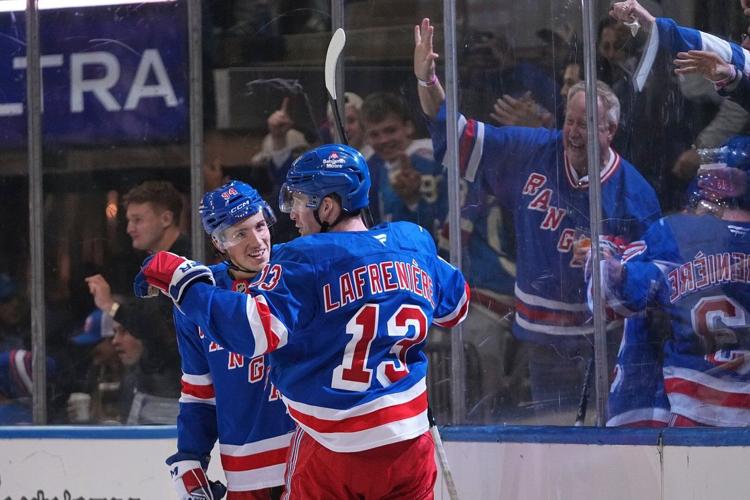 Islanders Rangers Alexis Lafrenière has a hat trick as the Rangers beat the Islanders for ...
