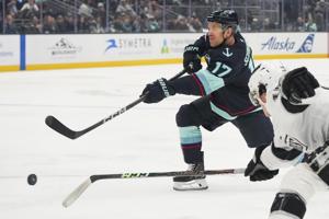 Jaden Schwartz has a hat trick in the Kraken's 4-2 victory over the Kings