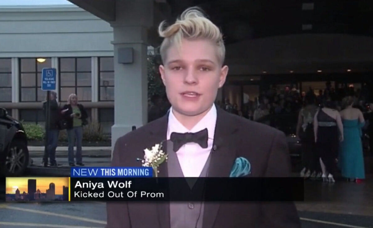 Girl Wearing Suit to Prom Dress