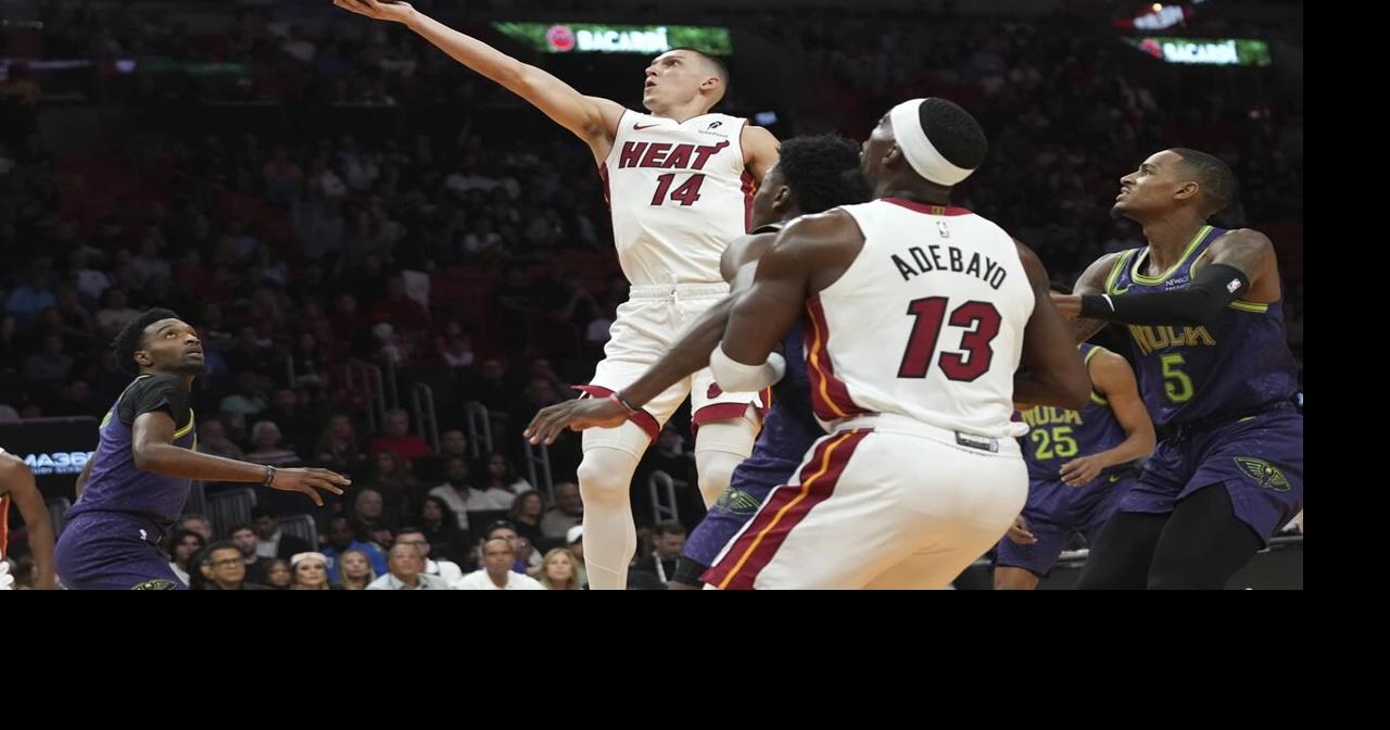 Herro scores 32, Adebayo nears triple-double and Heat never trail in 119-108 win over Pelicans