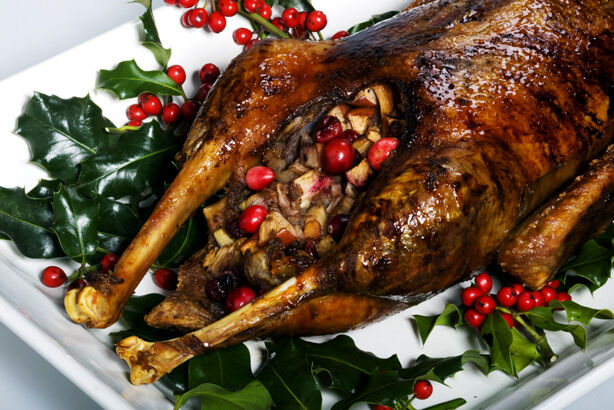 Roast Goose With Cranberry And Apple Stuffing