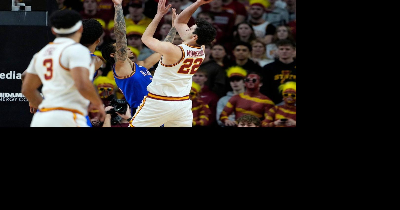 No. 5 Iowa State snaps No. 9 Kansas&rsquo; winning streak, 74-56