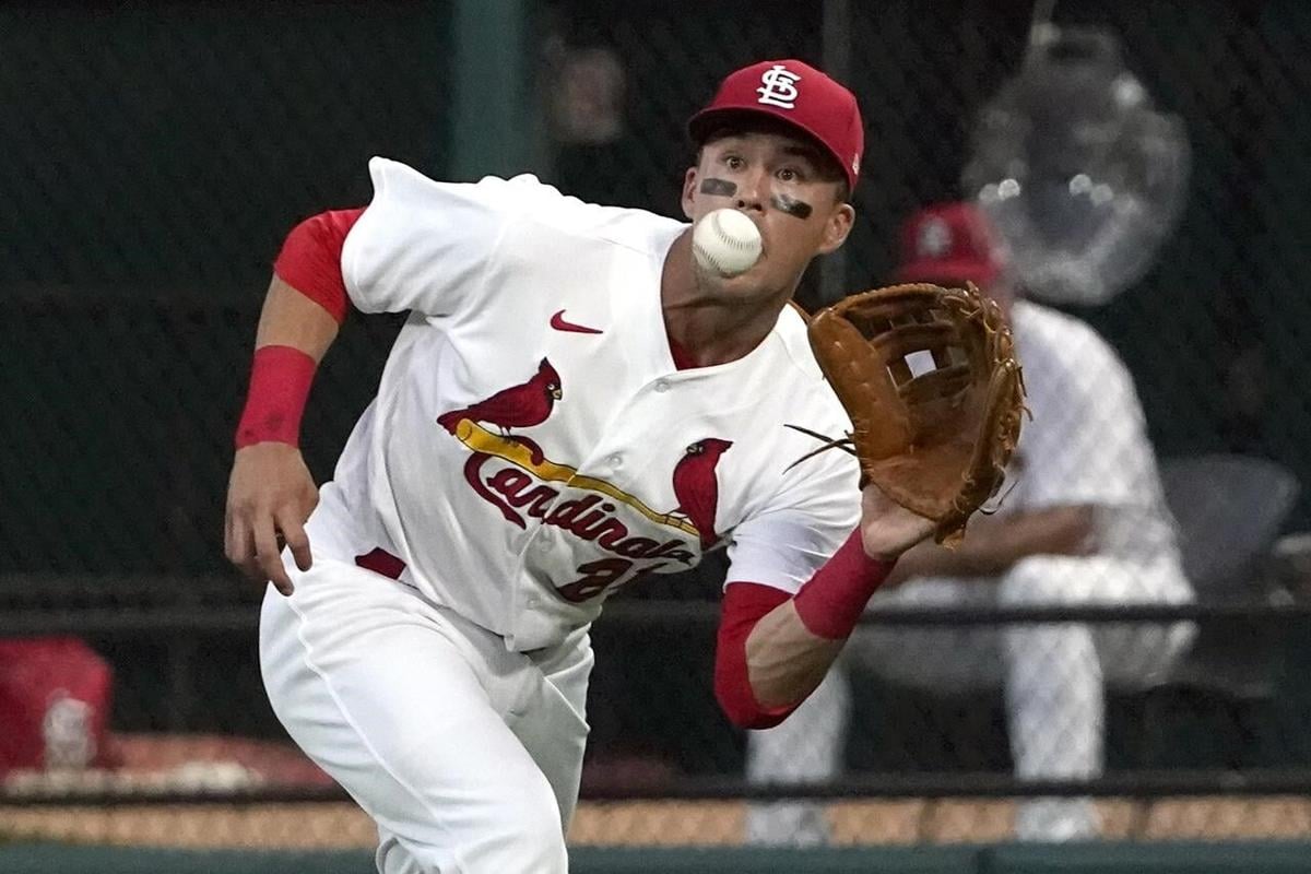 St. Louis Cardinals right fielder Lars Nootbaar catches the ball for the  out on Chicago Cubs' Seiya Suzuki during the third inning of a baseball  game Tuesday, Aug. 2, 2022, in St.