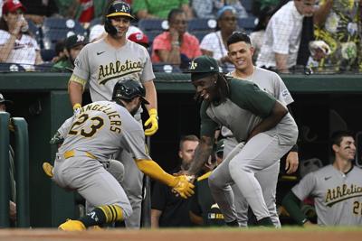 Shea Langeliers homers 3 times as the Athletics beat the Nationals 16-7
