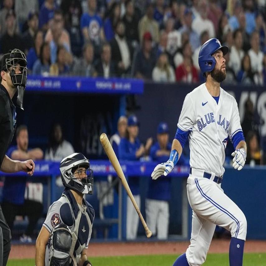 Bo Bichette of the Toronto Blue Jays celebrates his three run