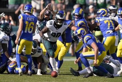 Rams build big lead over Eagles, then blow it - with kicker Joshua Karty a big part of both