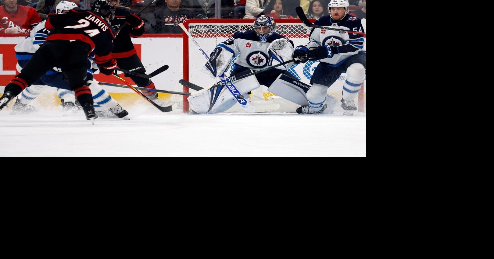 Jarvis scores a hat trick as Hurricanes pull away in third period to beat Jets 5-1