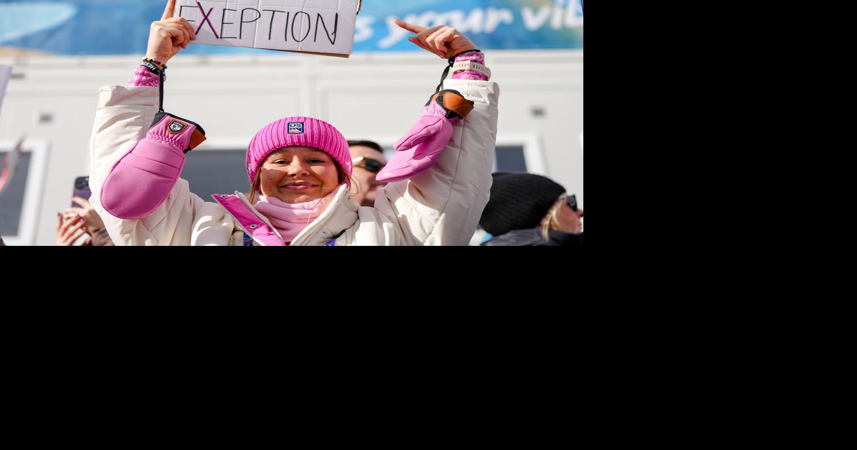 US skier protests women&rsquo;s exclusion from Olympic sport while cheering for brother at Milan Cortina