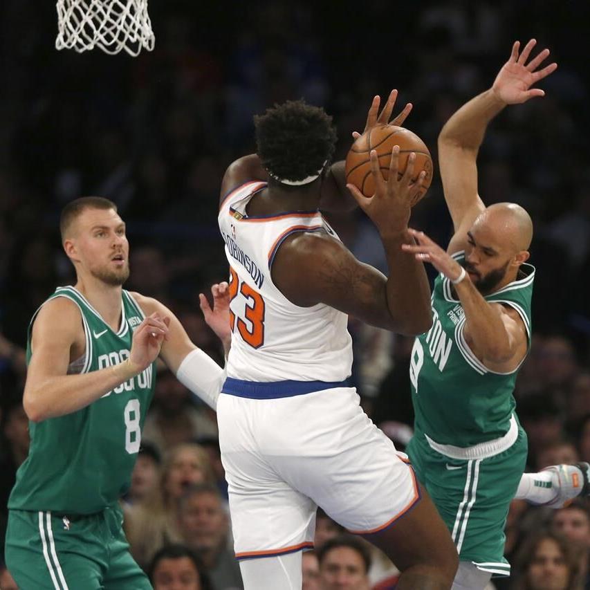 Porzingis' strong debut helps Celtics beat Knicks