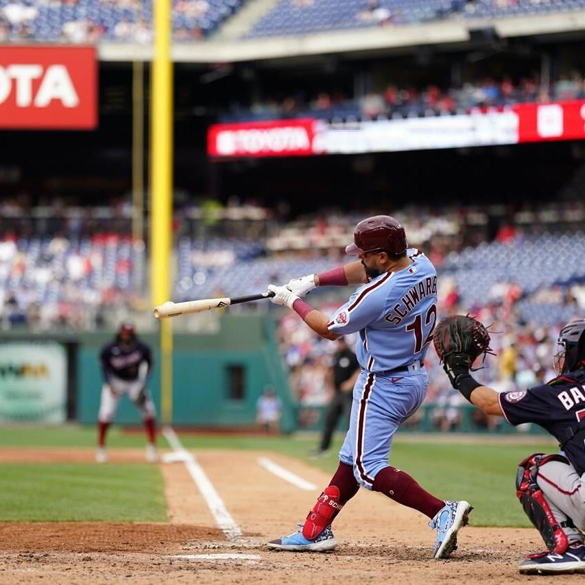 Hall homers, drives in 2, Phillies take series from Nats