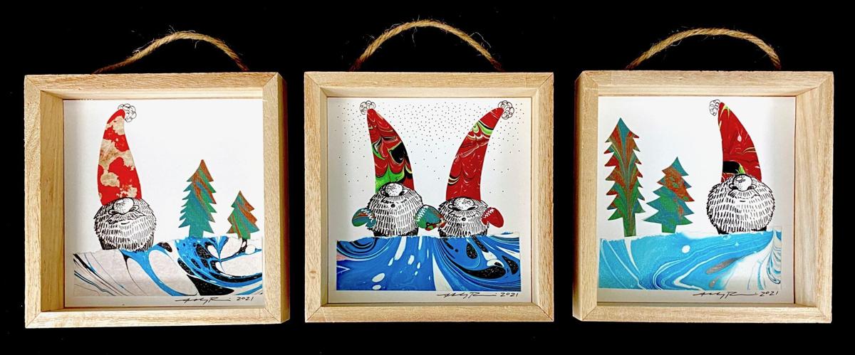 aam members Abby Rovaldi_Gnome for the Holidays_ink and collage