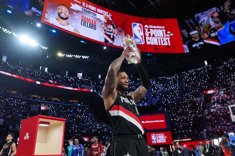 Damian Lillard wins a record-tying 3rd NBA 3-point contest title. Team ...