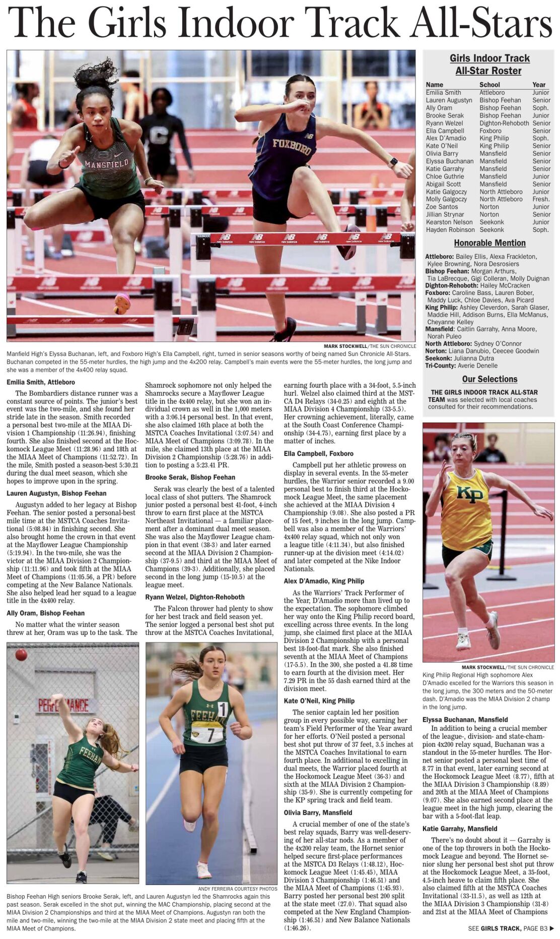 The sun chronicle 2023 24 girls indoor track all stars page 1