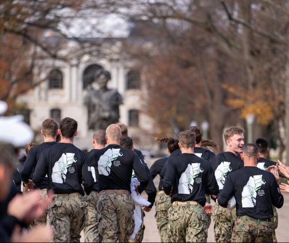 About 200 cheer U.S. Navy Marathon Team in Wrentham on their way to