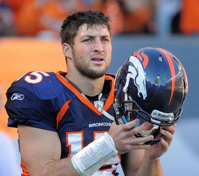 Jerseys worn by Tim Tebow fans commemorate the various phases of