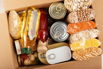 Nonperishable foods in carton box