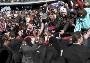 Fans turn out at Gillette Stadium to welcome home their Patriots