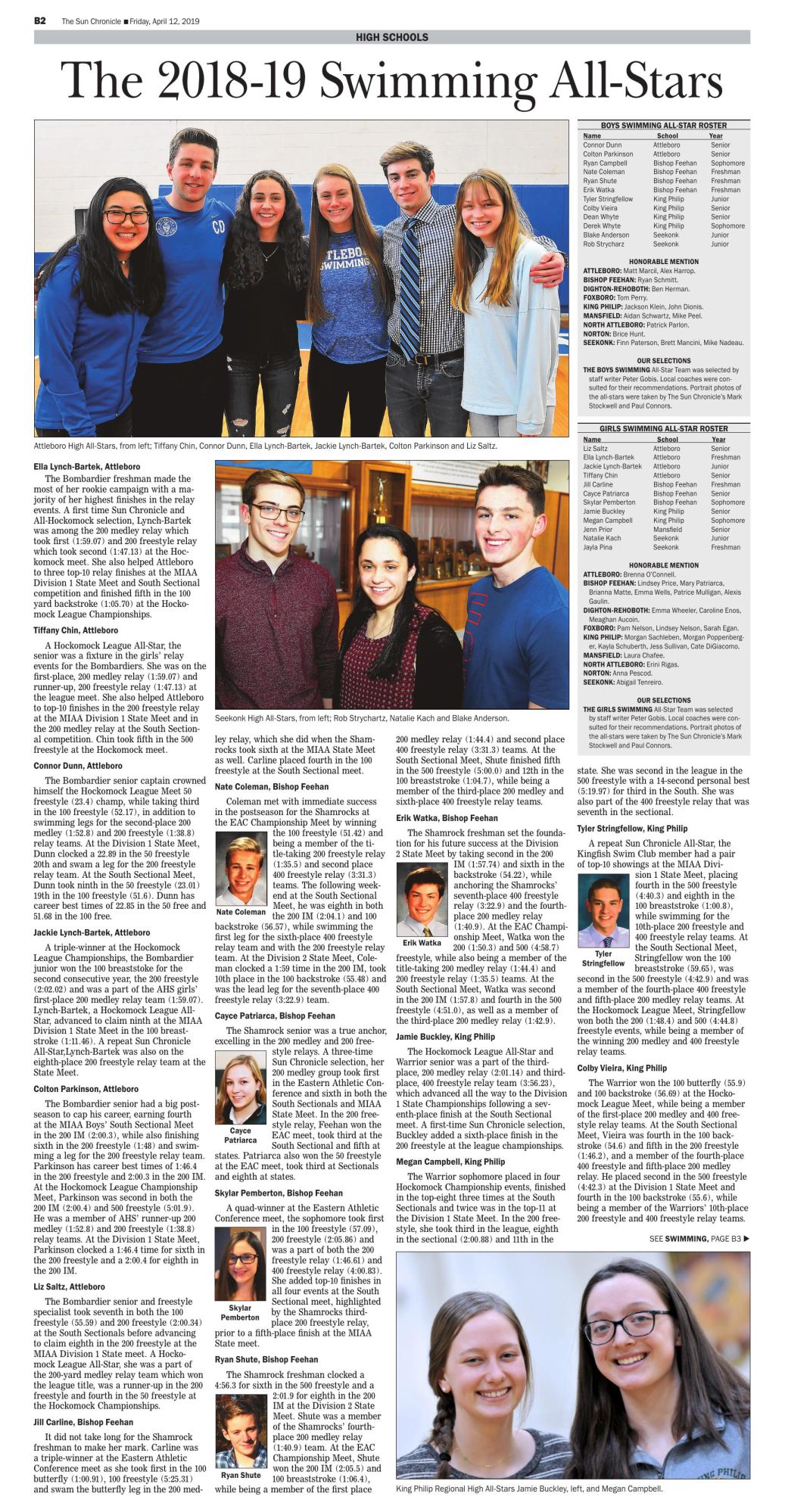 The sun chronicle 2018 19 swimming all stars 1 thesunchronicle