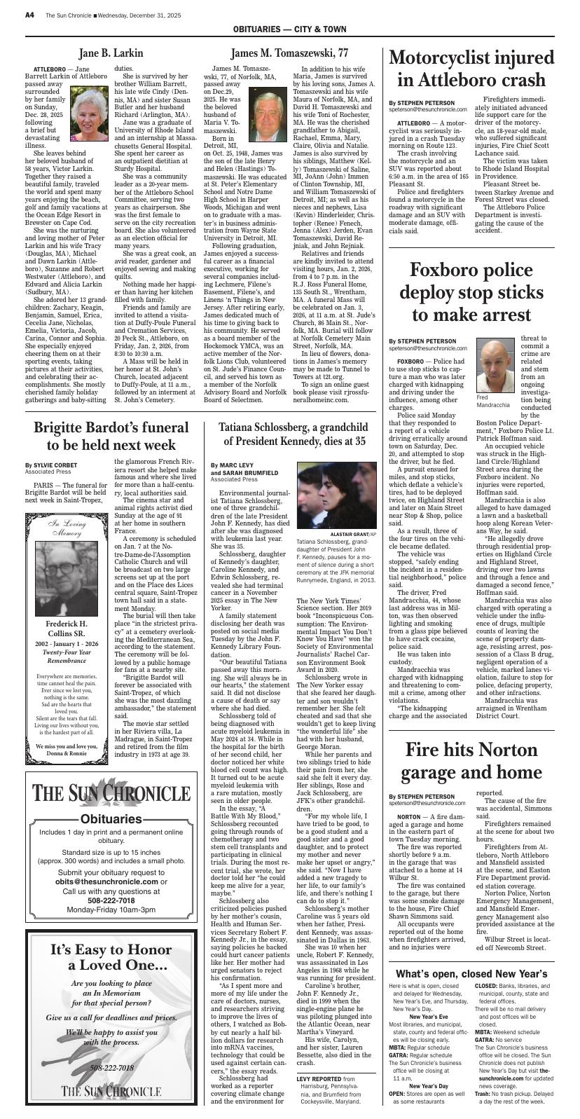 Page A4 | The Sun Chronicle | thesunchronicle.com