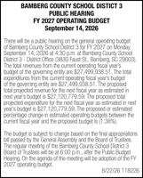 BAMBERG SCHOOL DISTRCIT #1555 - Ad from 2026-08-22