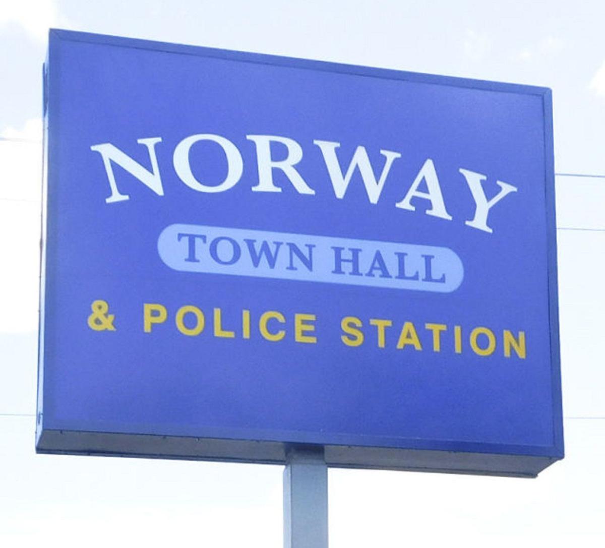 LIBRARY norway town hall sign