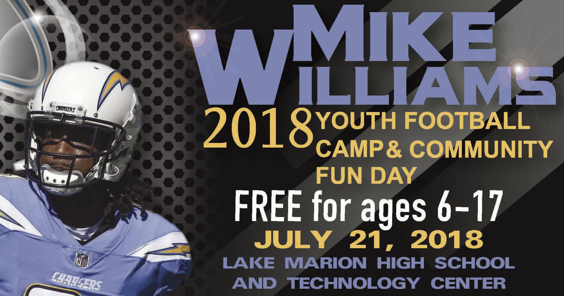 Mike Williams to host free football camp, fun day at Lake Marion High