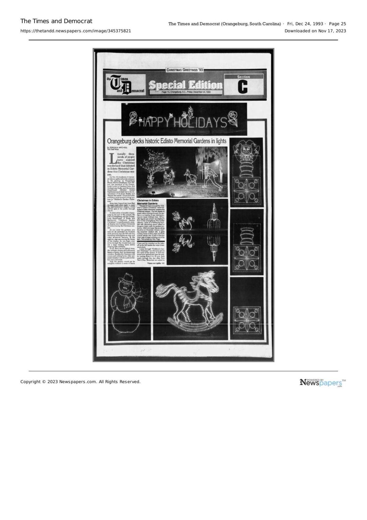 30 years of the Children's Garden Christmas at Edisto Memorial Gardens