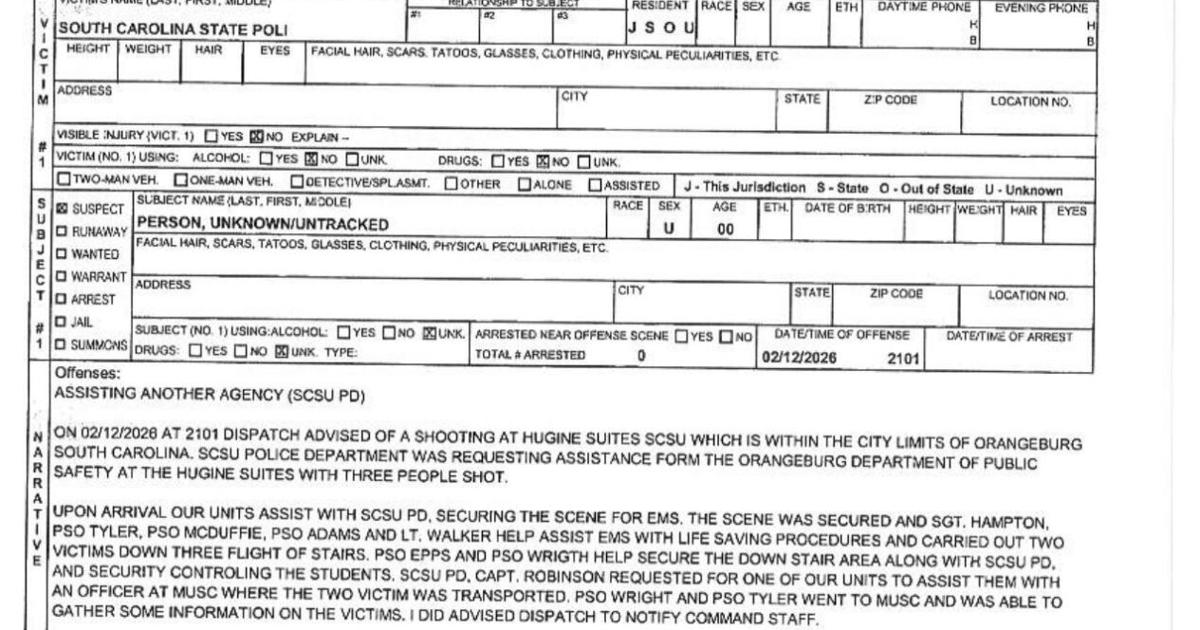 Tr310 Form Orangeburg Department of Public Safety releases S.C. State Incident Report